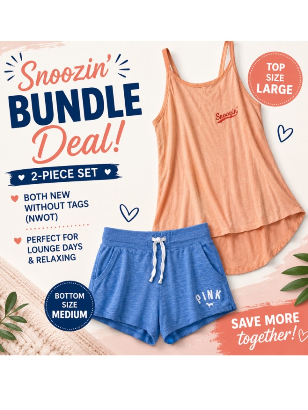 VS Pink Lounge Bundle | M Bottom, L Top